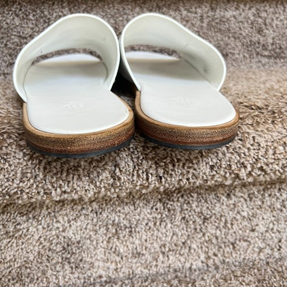 HERMÈS Vaisseau Men\'s White  Leather Slides. main image 8